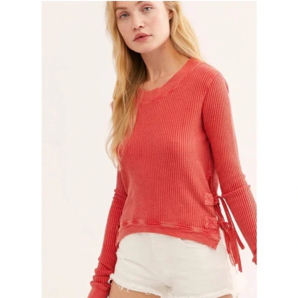 Free People FP One Cropped Interlaken Top in Red